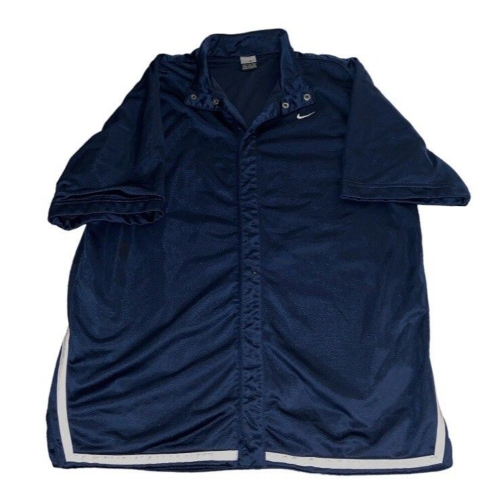 Vintage Nike Warm Up Jacket Men's XL Navy Full Snap Basketball Shiny Y2K